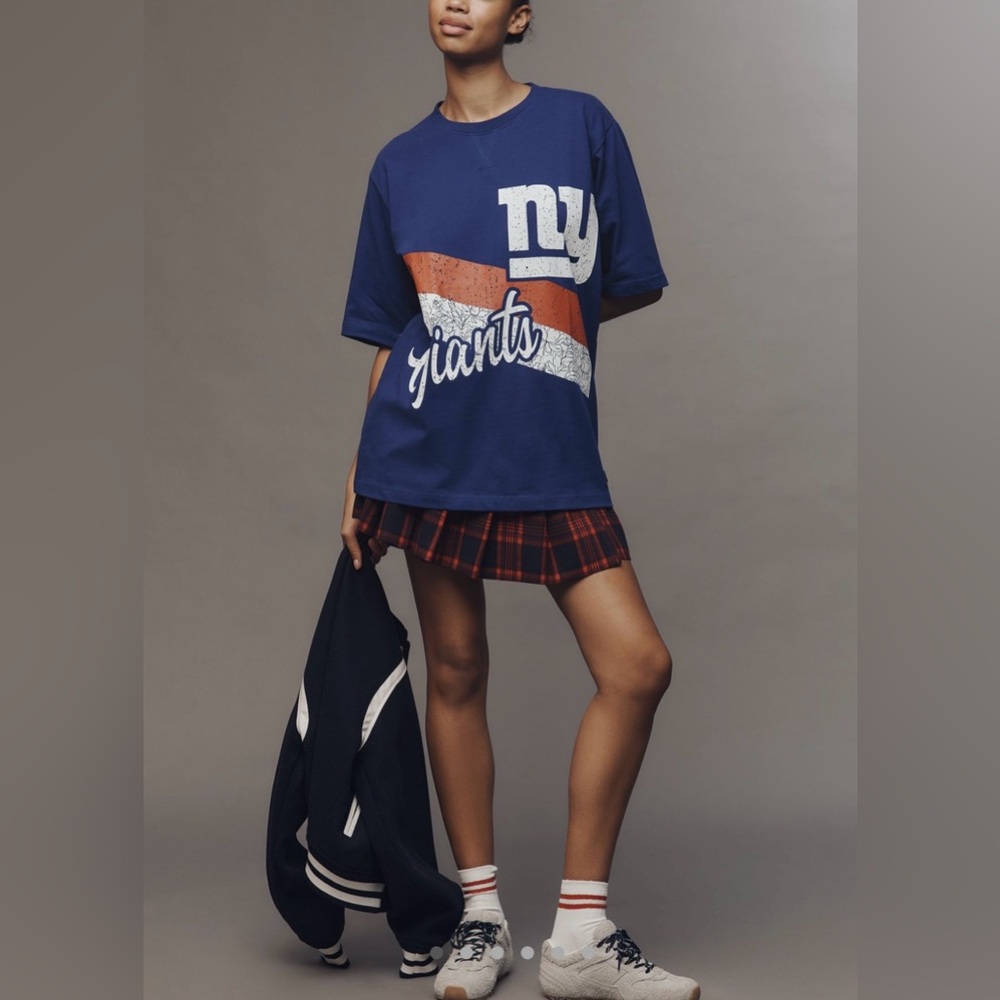 NWT Women’s The Wild Collective x Anthropologie Graphic Tee NY Giants NFL Blue M - Picture 1 of 7